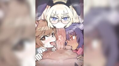 Nemu and Friends Get Tightly Blowed by Three Dudes in 'Triple Blowjob' Anime Porn by Shikikat (2022) [Loop]