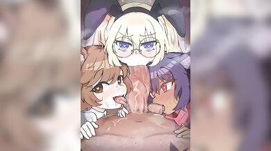 Nemu and Friends Get Tightly Blowed by Three Dudes in 'Triple Blowjob' Anime Porn by Shikikat (2022) [Loop]