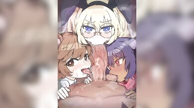 Nemu and Friends Get Tightly Blowed by Three Dudes in 'Triple Blowjob' Anime Porn by Shikikat (2022) [Loop]