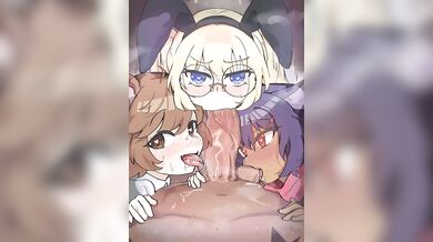 Nemu and Friends Get Tightly Blowed by Three Dudes in 'Triple Blowjob' Anime Porn by Shikikat (2022) [Loop]