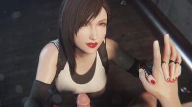 Tifa's Tight Twat Takes a Thundering Tsunami of Cum while Blasting her Fleshy Lips with Rose Red Lipstick, all the While her Huge Boobs Jiggle like Crazy!