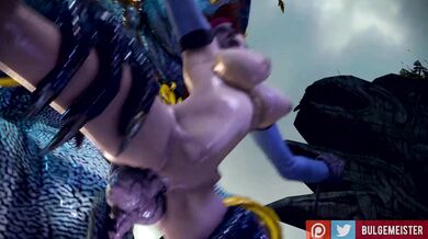 Jessie Rasberry Gets Swallowed by a Giant Lizard's Dick [Bulgemeister]