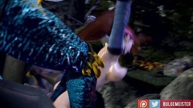 Jessie Rasberry Gets Swallowed by a Giant Lizard's Dick [Bulgemeister]
