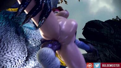 Jessie Rasberry Gets Swallowed by a Giant Lizard's Dick [Bulgemeister]
