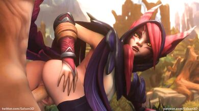 Xayah's Doggy Style Rendezvous - A Salsen3D Adventure