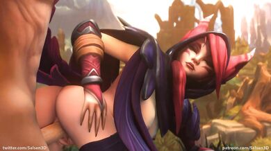 Xayah's Doggy Style Rendezvous - A Salsen3D Adventure