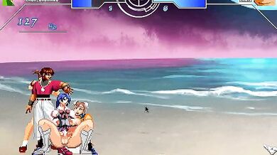 Chun-Li Futanari Squad Battles Against Chris and Kisara in a Busty Erotic War