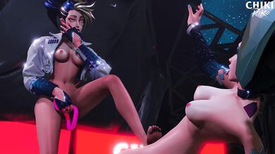 Akali and Kaisa's Steamy Sapphic Embrace in K/DA