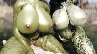 Curvy Argonians and a Dragonborn Threesome