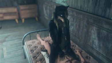 Lustful Beastiality with the Wolfgirl and her Human Prey