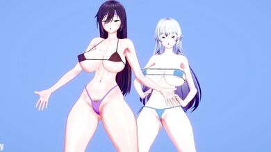 Kuro's Cum on Anne's Micro Bikini Workout