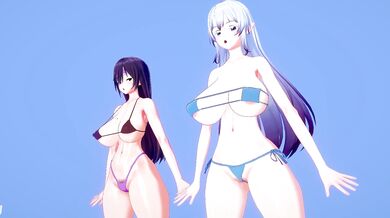 Kuro's Cum on Anne's Micro Bikini Workout