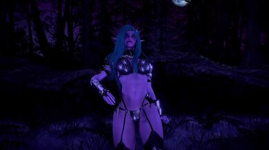 Naughty Night Elf Nympho Gyrates Under Moonbeams