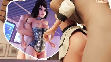 Elegant Elizabeth's Mirror Quickie with the Met-rosexual