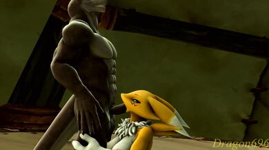 Lizard Fucks Renamon's Ass
