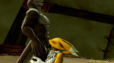 Lizard Fucks Renamon's Ass
