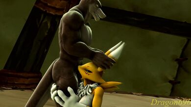 Lizard Fucks Renamon's Ass