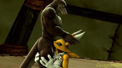 Lizard Fucks Renamon's Ass
