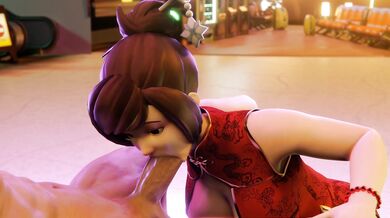 Mei sucks off a stranger at the airport