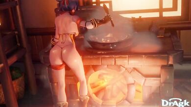 Lusty Chinese Chef Pussy Whips Her Best Customer with Creamy Sauce in the Kitchen
