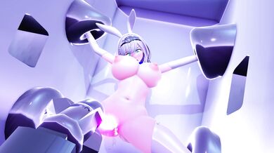 Taken captive by the evil Noel, the futanari bunny girls struggle to escape their inverted suits in 'Captured Noel Danchou Futanari ver. (Inverted Bunnysuit)'.