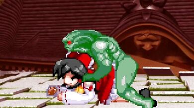 Mindless Undead vs the Tiny Powerhouse in 'Zombies Vs Reimu Hakurei'!