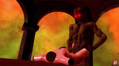 Torso Sex Doll Gets Feminized by a Giant Dildo Golem