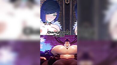 Yelan Gets Fucked by Raiden the Shogun in a Wild Interracial Threesome