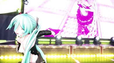 Miku Hatsune in a Sweet Devil's Sexy Lingerie, Pleasing Her Master and His Friends in an Uncensored Hentai Video!