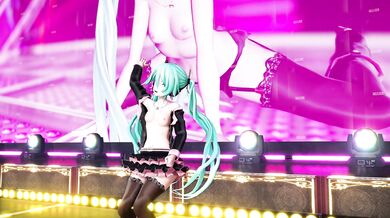 Miku Hatsune in a Sweet Devil's Sexy Lingerie, Pleasing Her Master and His Friends in an Uncensored Hentai Video!