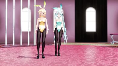 Miku and Rin in a bunny style, diff pink ver [Uncensored].