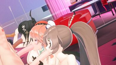 Nerissa, Mumei, and Kiara Get Gang-Banged with Blowjobs!