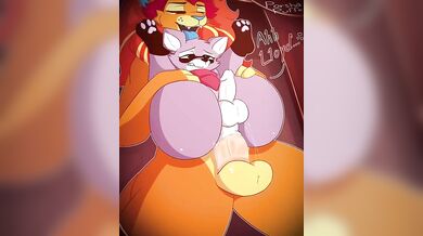 The lustful lion fucks the horny slut.