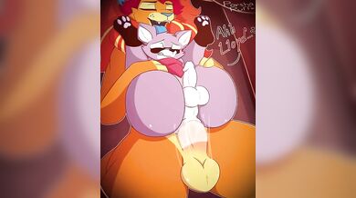 The lustful lion fucks the horny slut.