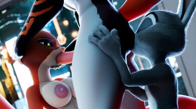 Juicy Loving Between A Naked Otter And A Seductive Bunny In A Sandwich Position