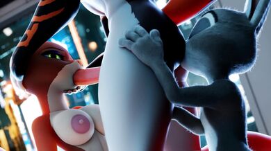 Juicy Loving Between A Naked Otter And A Seductive Bunny In A Sandwich Position