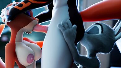 Juicy Loving Between A Naked Otter And A Seductive Bunny In A Sandwich Position