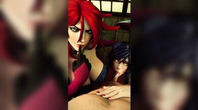 Naughty Heroines: Ahri and Katarina in a Lustful Relaxation Session