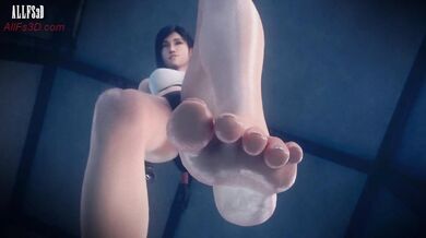 You get stepped on by Tifa in a BDSM session