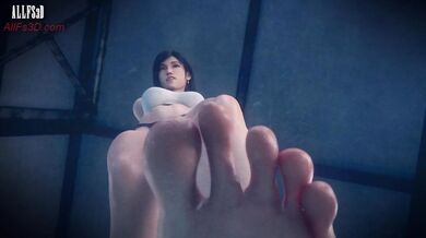 You get stepped on by Tifa in a BDSM session