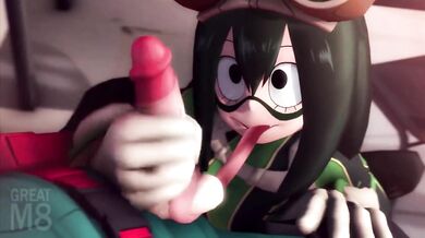 Slippery Tsuyu: Asui's Messy Threesome with Harajuku Girls