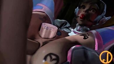 Sexy Cyber-Queen D.Va Tied Up and Pounded by Her Overwatch Crew in 'Jeixxisfm' Bondage Porn