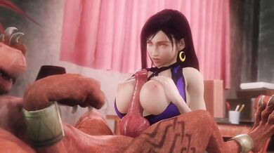 Tifa Lockhart Takes on Red XIII in a Lustful Battle