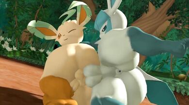 Glaceon and Leafeon's Sizzling Hot Encounter with Sound Effects