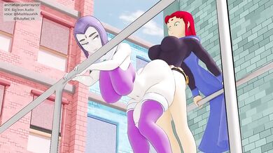 Starfire and Raven's Lesbian Lust