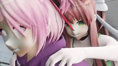 Nasty Lesbian Sex Fiesta: Monika & Natsuki (Part 2)