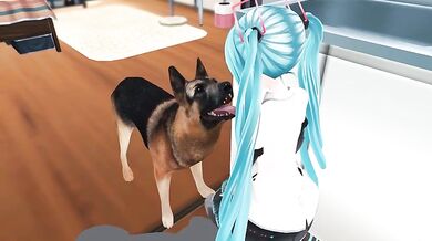 Canine Cum Slurping with Hentai Hottie Miku