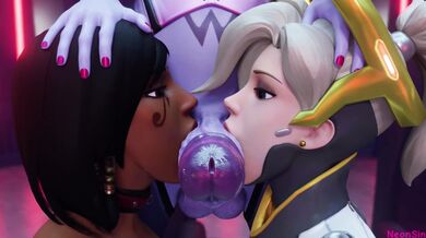 Mercy's Sultry Three-Way with Widow Pharah and Neon Sin, in 4K!