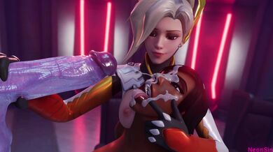 Mercy's Sultry Three-Way with Widow Pharah and Neon Sin, in 4K!