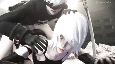 Yorha A2 Gets Drilled by 9S in 'Kushishekku'